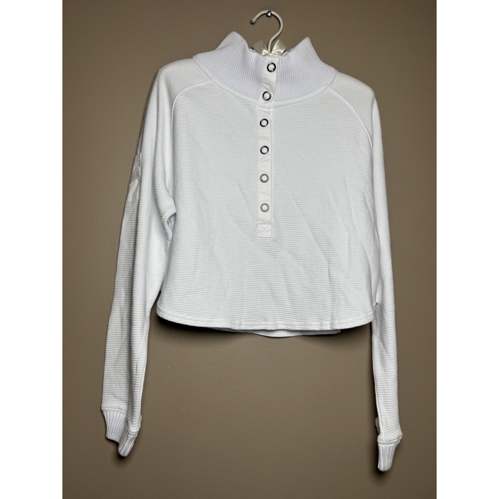 Free People So Fly Cotton Henley Top Size XS in White